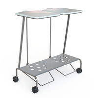 Linen Trolley, Double, Foot Operated Lid- Stainless Steel