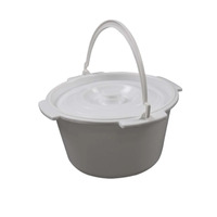 Commode pan with lid and handle