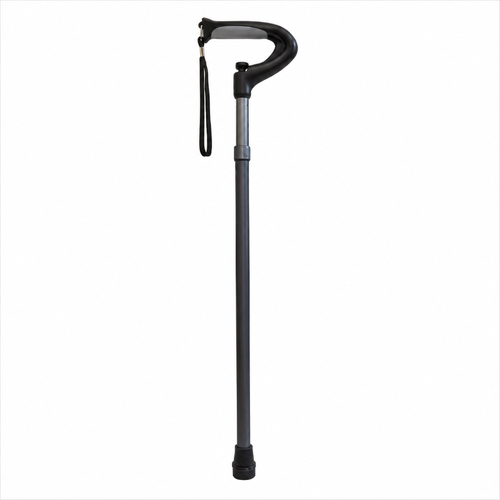 Walking Stick Pewter Push Button Adjustable 66-106cm[Colour: Smoke]