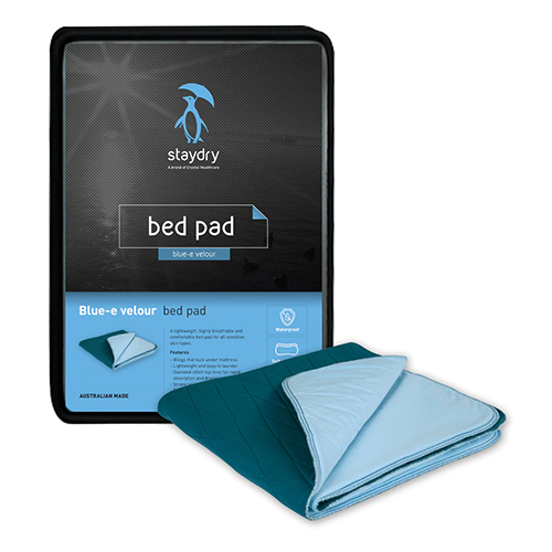 Blue-e Velour Bed Pad [Size: Single Bed] [Colour: Aqua] [Wings: Yes]