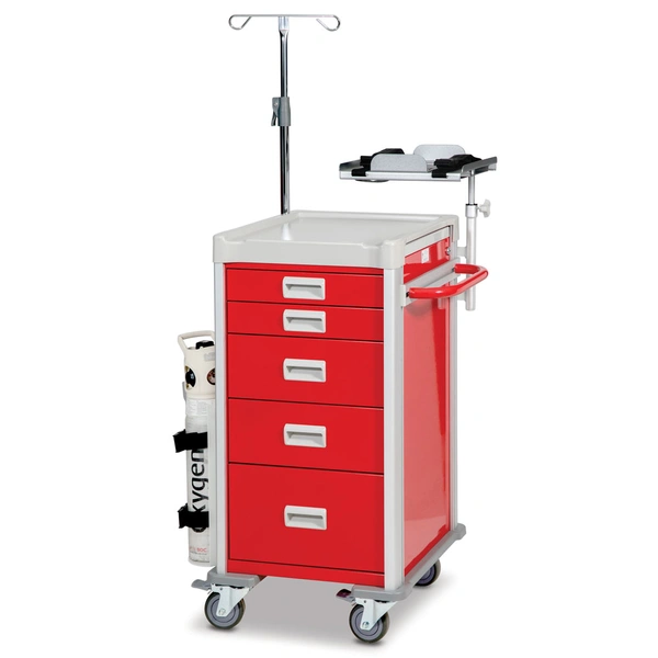 Viva Narrow Emergency Cart, Red[Height/Total Drawers: 977mm/5]