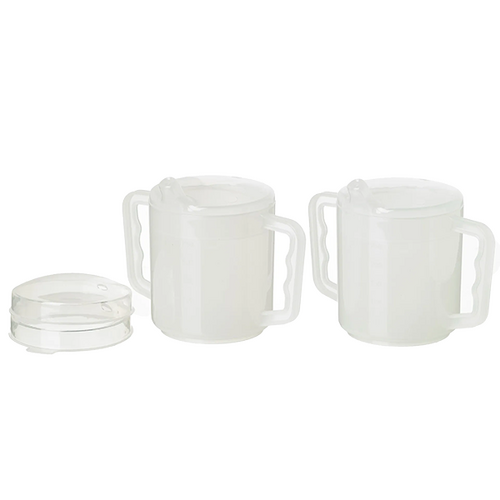 Homecraft Two Handled Mug, 270ml, Pair, with Spout and Splash Lids 