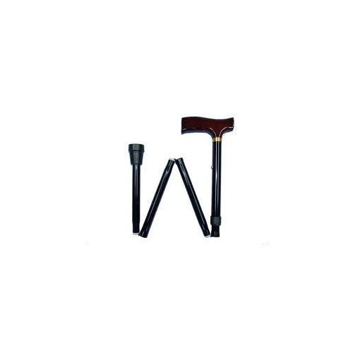 Walking Stick T Handle Folding (Wooden Grip)