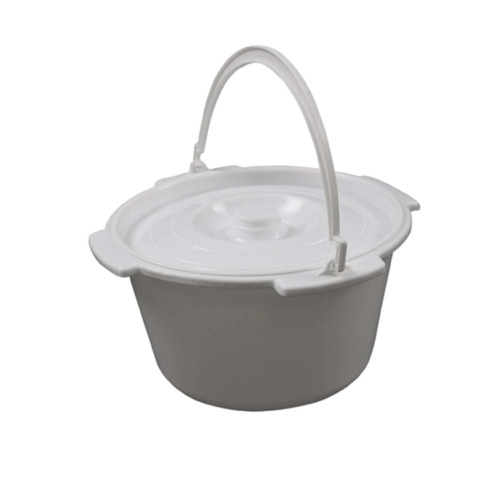 Commode pan with lid and handle
